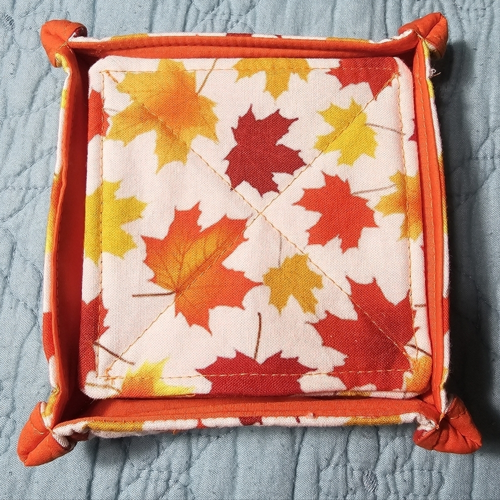 Handmade Cotton Fall Themed Maple Leaves Washable 6 Coasters - Picture 2 of 11